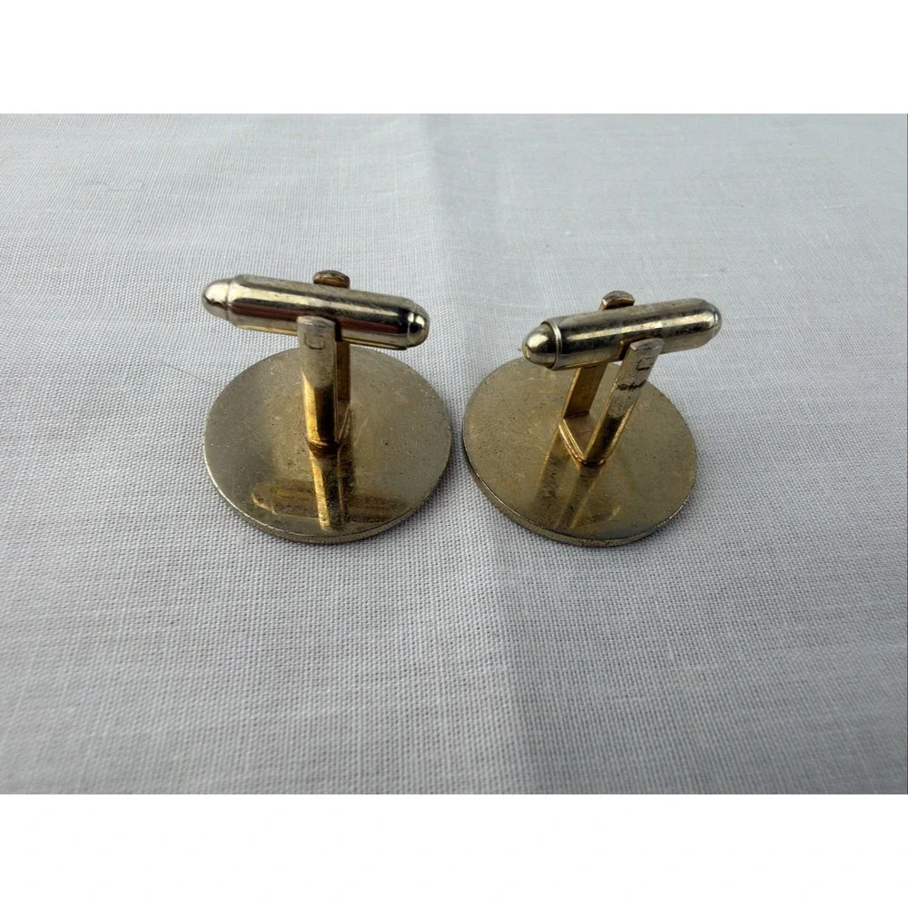 VTG Swank Gold Tone Cufflinks Black Soldier Mens Dress Cuff Links Original Box